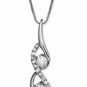 Sirena two stone diamond necklace in 14k